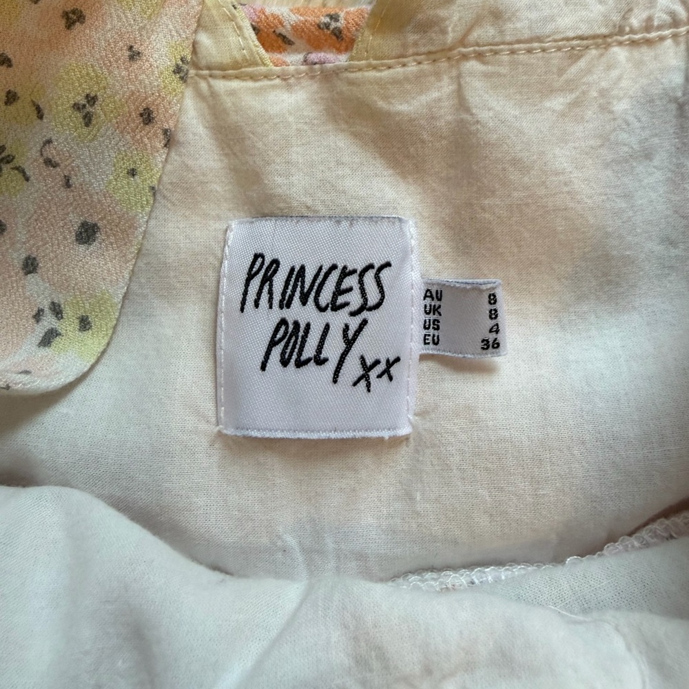 Princess Polly Haily Pink & Cream Dress with Orange Flowers US Size 2 - Picture 3 of 4